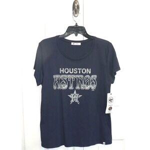 47 Brand Women's Houston Astros Short‎ Sleeve Graphic Print Tee Atlas Blue Large